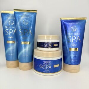 NEW Bath & Body Works True Blue Spa Shea Body Foot Cream Hand Scrub Soak Set lot